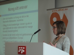 Ingrid Hjertaker gir landsmøtet en sniktitt på rapporten Den andre siden av finanskrisen - Norge som kreditor